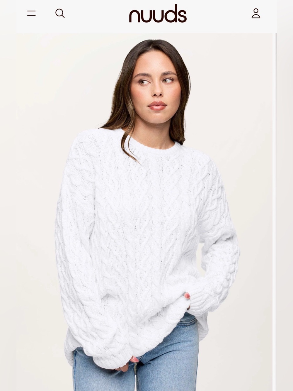 nuuds White Light weight Cable-Knit Crewneck Sweater XXXL
